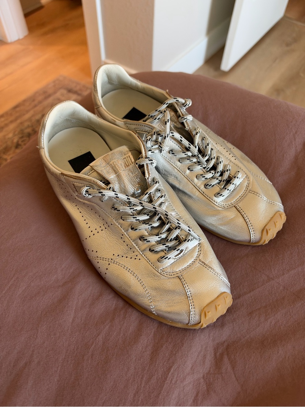 Silver Golden Goose Marathon Sneakers like new size 8